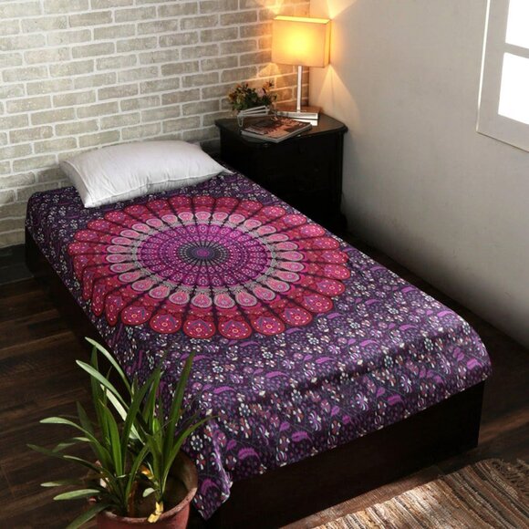 Peacock Mandala Tapestry - 60x50 Inches - Picture 4 of 5